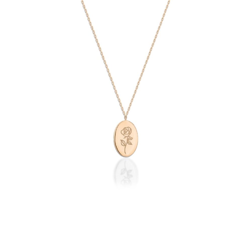 NWT Kiera Engraved Rose Necklace // 10kt Solid Gold